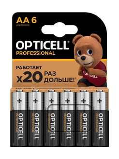 Батарейки Оптиселл PROFESSIONAL пальчиковые АА LR06 6 шт Opticell 200903729 купить за 461 ₽ в интернет-магазине Wildberries