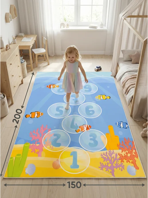 TESCON Игровой детский коврик Классики безворсовый, голубой