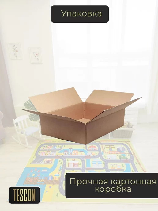 TESCON Игровой детский коврик Дороги и Парковки безворсовый, синий, фото 5