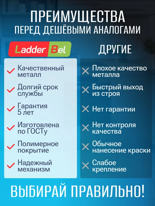 Ladderbel Стремянка трансформер 3 ступени стальная, белый, фото 6