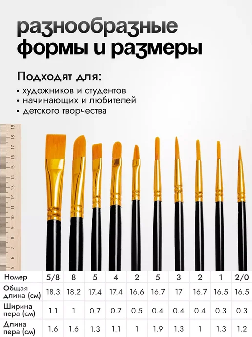 AmazingShop Кисти для рисования художественный набор 10 шт, 10 шт, фото 3