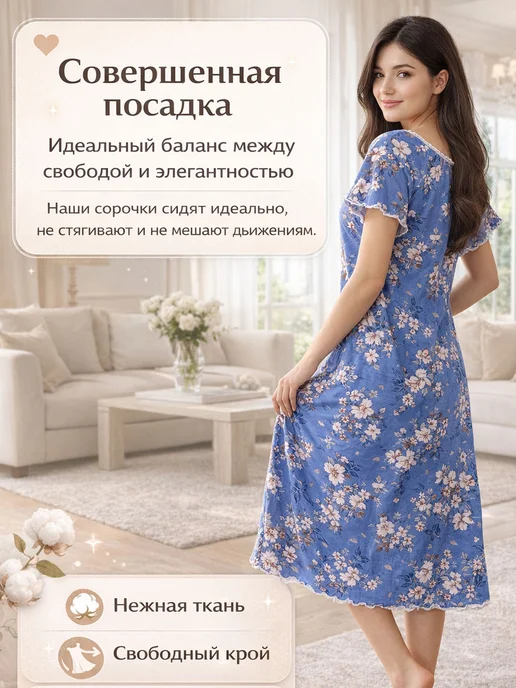 JOYDAMY Ночная сорочка больших размеров, синий, фото 3