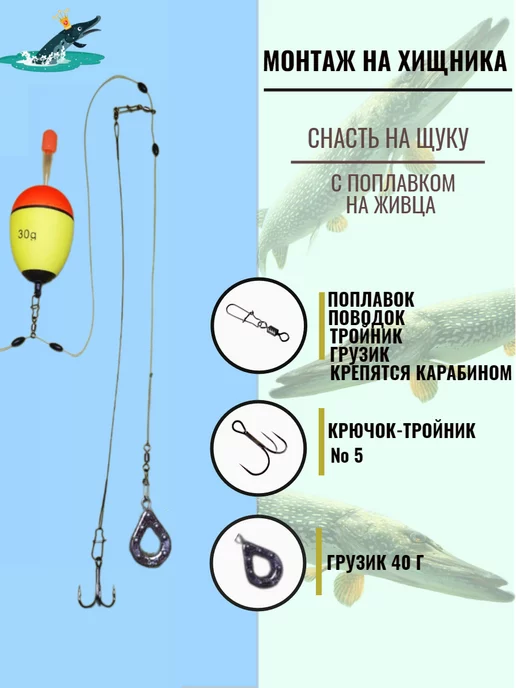 MF_Хобби Снасти на щуку с поплавком для ловли на живца оснастка, зеленый, фото 2
