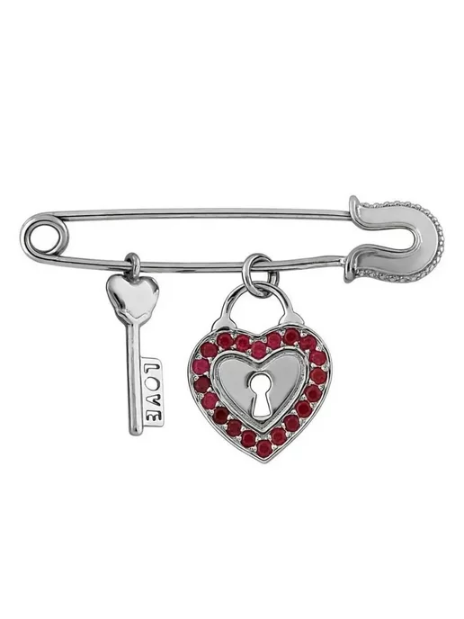 MASLOVA Jewelry Булавка брошь серебряная "Сердце", серебристый