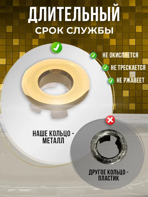 Aqua Sonia Кольцо перелива для раковины, желтый, фото 2