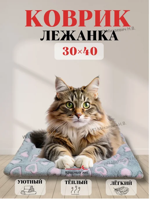 Красный лис Лежанка подстилка для животных 30х40, 30x40