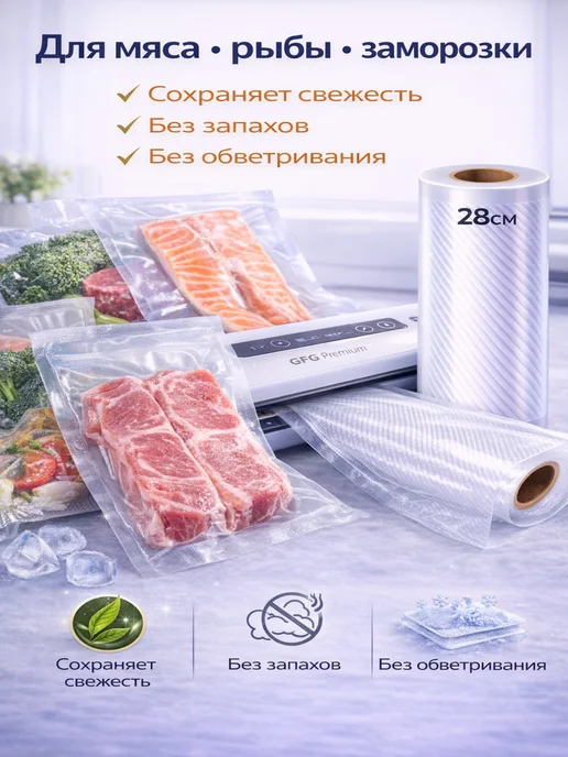 GiLFiLG Пакеты для вакууматора рифленые рулоны 28x1000, вариант, фото 4