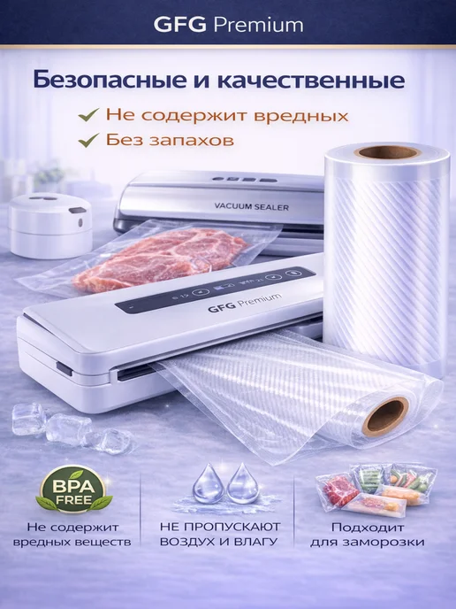 GiLFiLG Пакеты для вакууматора рифленые рулоны 28x1000, вариант, фото 8