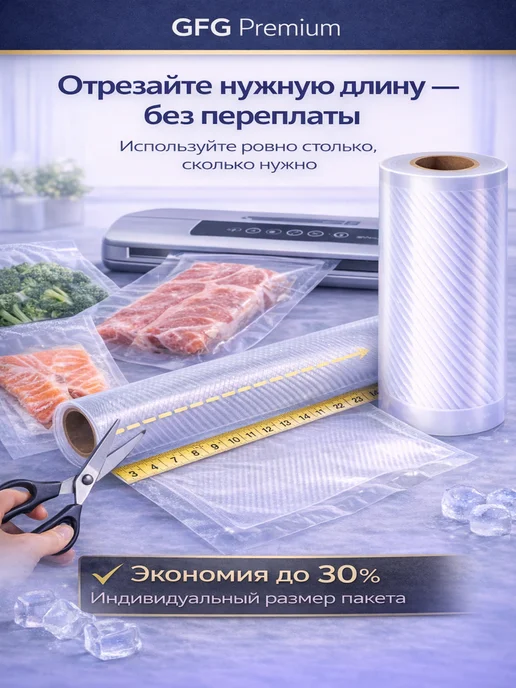 GiLFiLG Пакеты для вакууматора рифленые рулоны 30 x 1500, 3 шт, фото 5