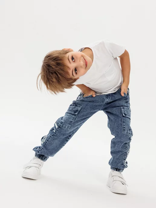 Sandico Kids Джоггеры джинсовые, голубой, фото 4