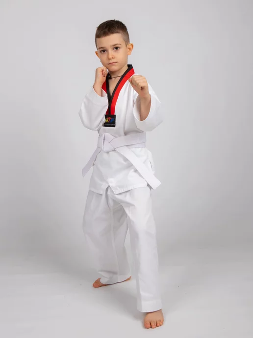 Sensei Кимоно для тхэквондо WT добок, черный, фото 7