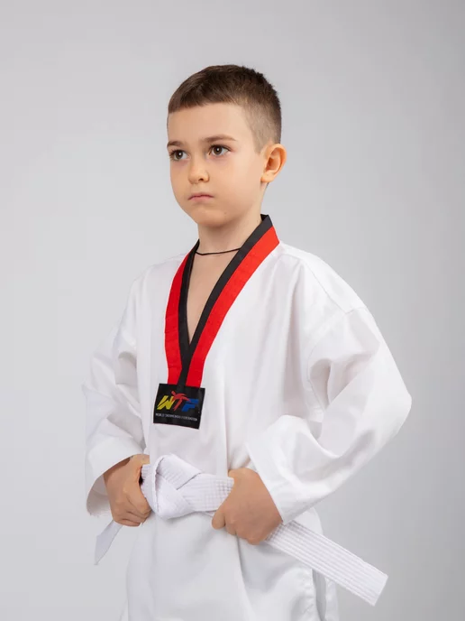 Sensei Кимоно для тхэквондо WT добок, черный, фото 8
