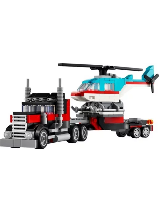 LEGO Creator Грузовик-платформа с вертолётом 3-в-1 31146, красный, фото 5