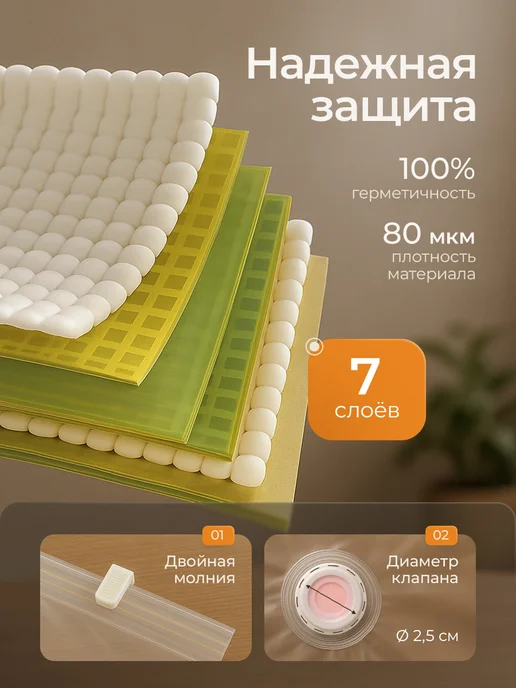 TechPulse Вакуумные пакеты для одежды 10 штук без насоса, белый, фото 6