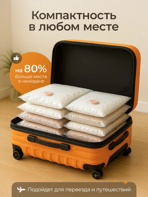 TechPulse Вакуумные пакеты для одежды 10 штук без насоса, белый, фото 8
