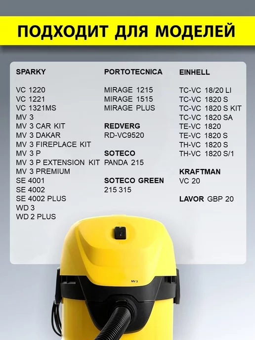 KIFLER Многоразовый мешок для пылесоса KARCHER WD3, WD2 Plus KWD3, Многоразовый мешок, фото 6