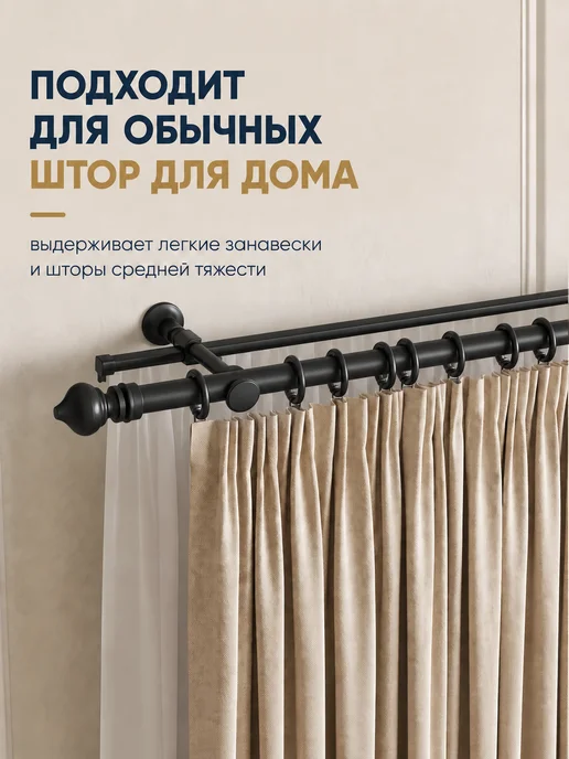 Sola Карниз для штор 240 см, гардина настенная 2.4 м, 1,4 м, фото 4