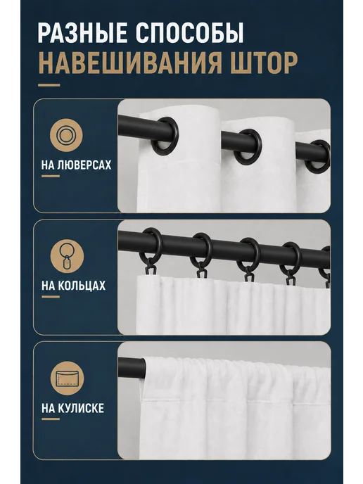 Sola Карниз для штор 240 см, гардина настенная 2.4 м, 1,4 м, фото 7