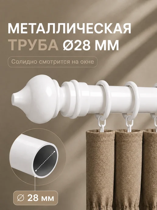 Sola Карниз для штор 240 см, гардина настенная 2.4 м, 1,6 м, фото 2
