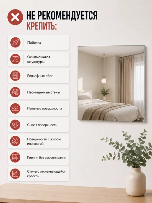 Яшанин Зеркало настенное квадратное самоклеящиеся 25 на 25 см, серый, фото 6