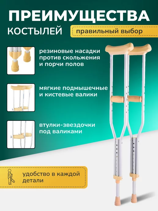 barry Подмышечный костыль (1 штука) 150-180 см, с УПС 10022 U, вариант, фото 4