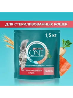 Сухой корм для стерилизованных кошек 1.5кг Лосось PURINA ONE 201465523 купить за 732 ₽ в интернет-магазине Wildberries