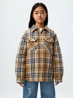 Куртка-рубашка для девочки в клетку с воротником оверсайз SELA 201465748 купить за 1 420 ₽ в интернет-магазине Wildberries