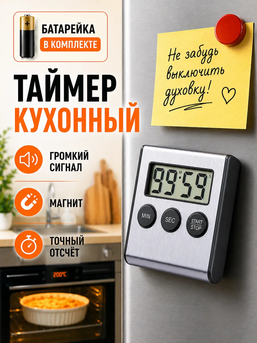 Таймер кухонный электронный на магните