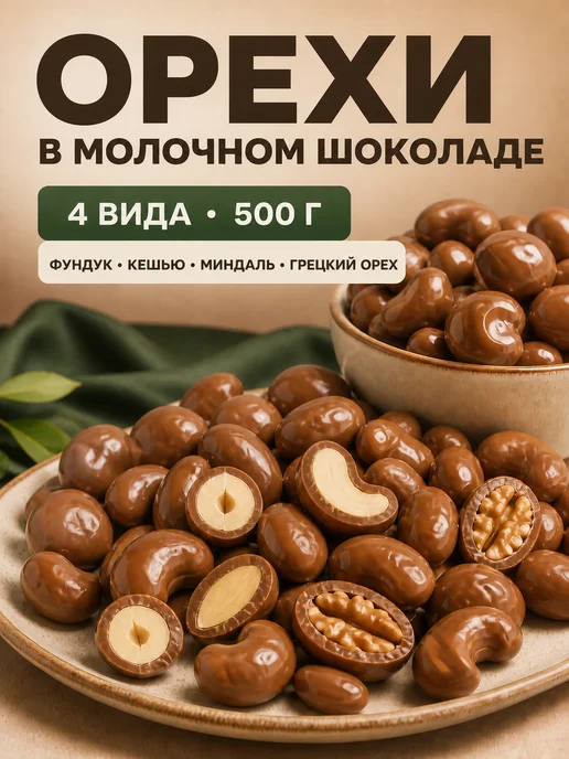 Meva Hona Орехи в молочном бельгийском шоколаде 500 гр, 500 г