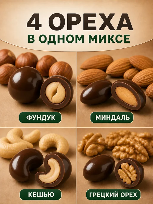 Meva Hona Орехи в шоколаде микс, 500 гр, 1 кг, фото 2