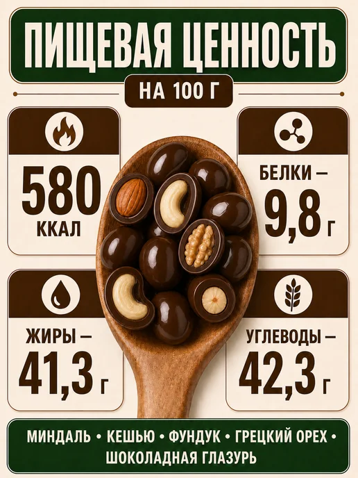 Meva Hona Орехи в шоколаде микс, 500 гр, 1 кг, фото 7