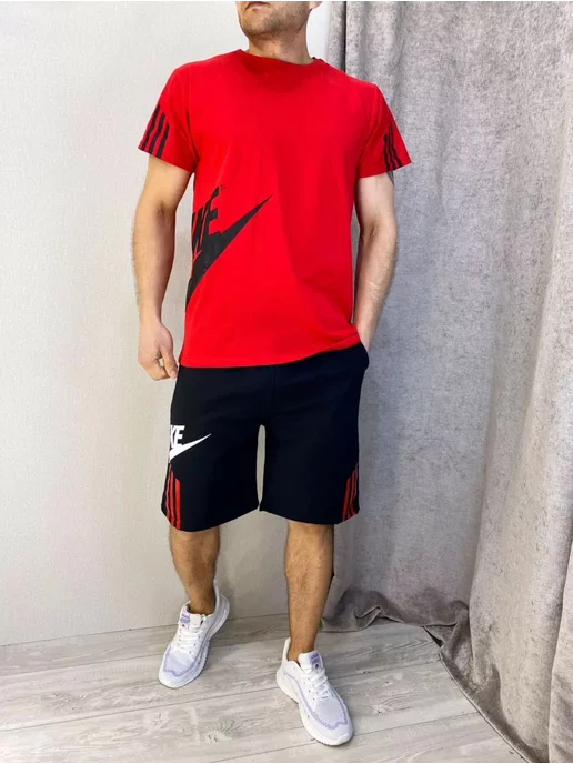 Fashion-DL Спортивный костюм с шортами, красный, фото 3