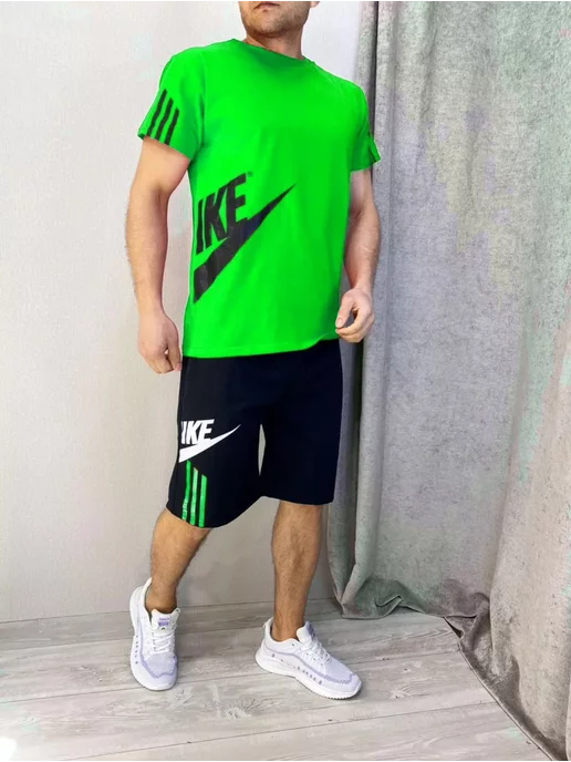 Fashion-DL Спортивный костюм с шортами, зеленый, фото 3