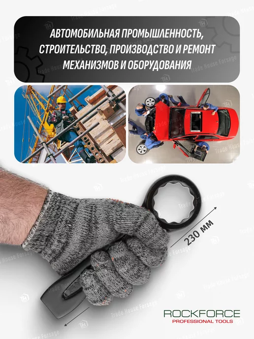 Rockforce Ключ накидной ударный односторонний 41мм (L-230мм), черный, фото 2