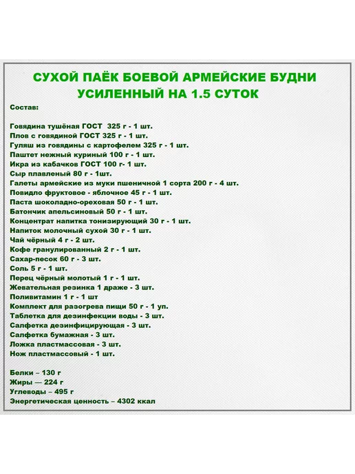Армейские Будни Сухпаек армейский боевой усиленный, вариант, фото 5