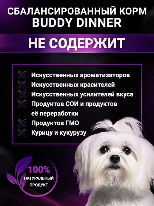 Сухой корм BUDDY DINNER Подарок для собак, говядина, 3 кг, фото 4