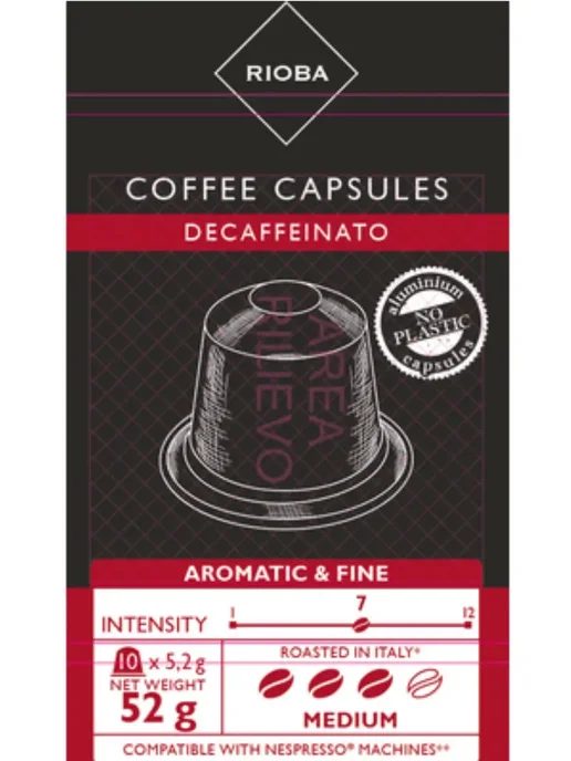 Rioba Кофе в капсулах Decaffeinato для кофемашин Nespresso, 20 шт, фото 2