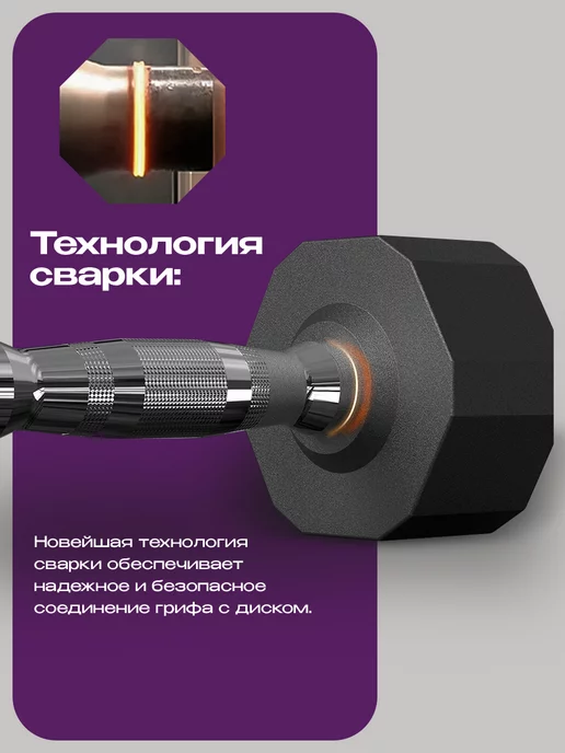 PROIRON Гантели 10 кг 2 шт обрезиненные для фитнеса, 12 кг, 1 шт, фото 4