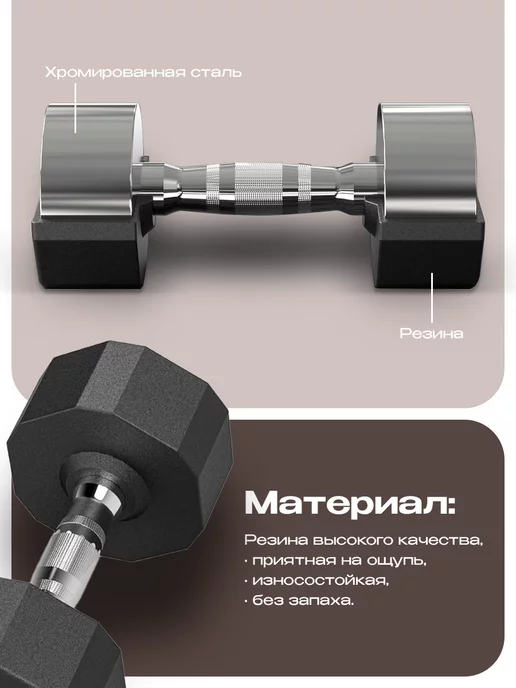 PROIRON Гантели 10 кг 2 шт обрезиненные для фитнеса, 14 кг, 1 шт, фото 2