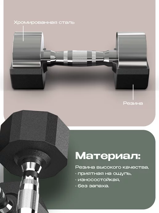 PROIRON Гантели 10 кг 2 шт обрезиненные для фитнеса, 3 кг, 2 шт, фото 2