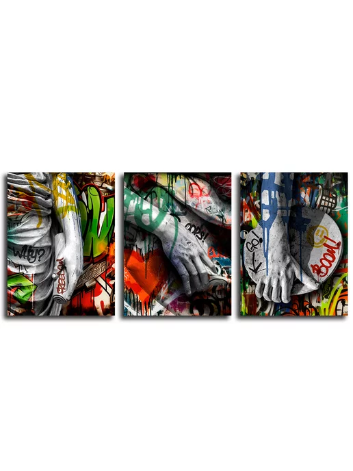 LOFTime Картины на холсте 3 шт Скульпуры графиити 3 30Х40, 30x40, 3 шт, фото 4