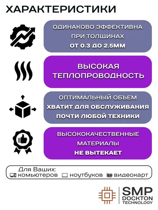 SMP DOCKTON TECHNOLOGY Жидкая термопрокладка 17.8 Вт мК 20г СмартМастер ПРО, 17,8 Вт, 20 г, фото 3