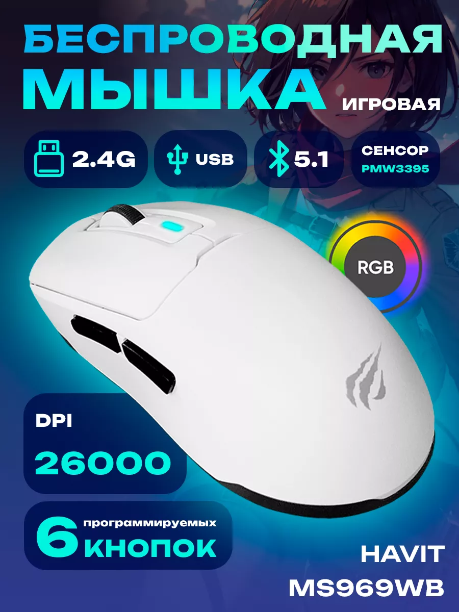 Мышка беспроводная игровая компьютерная MS969WB Havit 202061688 купить за 3  042 ₽ в интернет-магазине Wildberries