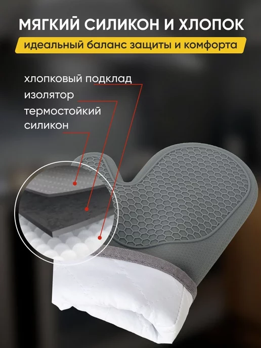 KOUZINA Прихватки кухонные силиконовые 2 шт, 2 шт, фото 3