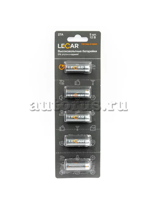 LECAR Батарейка алкалиновая A27 12V упаковка 5 шт. LECAR00, 5 шт