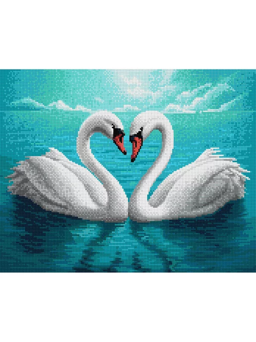 Art on Canvas Влюблённые лебеди Алмазная мозаика на подрамнике 40х50, 40x50, фото 2