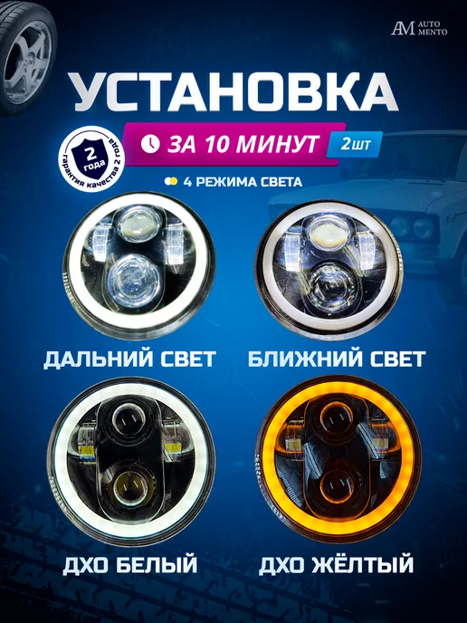 AutoMento Фары светодиодные для ВАЗ 2106, вариант, фото 4