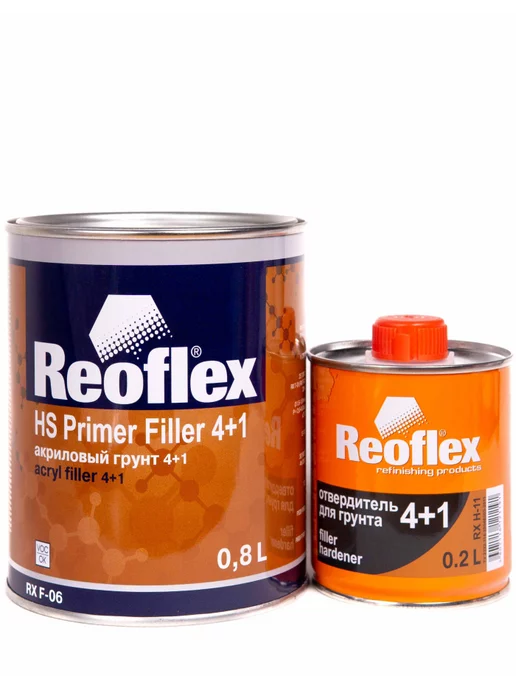 Reoflex Акриловый грунт 4+1 HS комплект с отверд. (Серый) (0.8+0.2), серый, фото 3