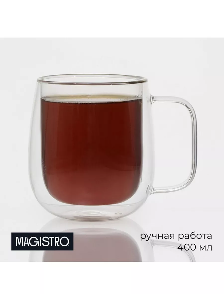Кружка стеклянная с двойными стенками Адель, 400 мл