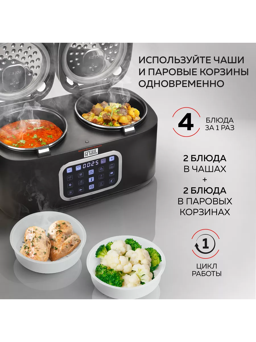 Мультиварка с двумя чашами GFM-210 GFgril 202333128 купить в  интернет-магазине Wildberries